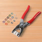 Using snap button plier on fabric material for fastening