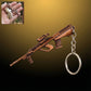 Durable metal gun shape keychain with antique finish