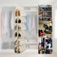 Closet with colorful hanging shoe organizer for efficient shoe storage