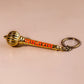 Golden metal Jai Shree Ram keychain with sturdy chain and ring
