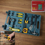 12 piece home repair tool kit with screwdriver, hammer, pliers and tape