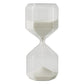 Elegant geometric glass hourglass sand timer ideal for study, yoga, and meditation