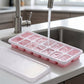 Easy release ice cube tray with lid in freezer