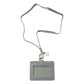 Plastic ID badge holder with transparent window and adjustable lanyard