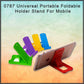 Universal foldable phone holder stand offering portable functionality.