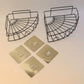 Decorative iron shower caddy corner enhancing a modern home interior with stylish storage.