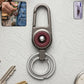 Heavy duty metal key holder with locking carabiner clip and dual rings for secure organization