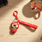 Cartoon bear figure keychain with decorative strap and hanging clip