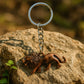 Overhead view of walking lion metal keyholder highlighting craftsmanship