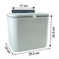 Dimensions chart of wall mounted kitchen dustbin in centimeters