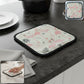 Printed heat resistant kitchen pot holder mat protecting countertop