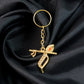 Backside view of Krishna metal keychain revealing smooth metallic finish