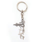 Compact devotional Krishna flute metal keychain in stainless steel