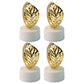 Arrangement of golden leaf LED candles on a decorative tray, perfect for Diwali or parties.