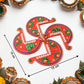Religious Acrylic Swastik Wall Hanging with golden accents and decorative stones