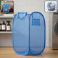 Foldable mesh laundry basket with handles for easy transport