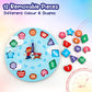 Wooden clock toy interior view focusing on educational number blocks