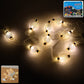 3 meter metal ball LED string light glowing with warm fairy lights