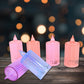 Electronic LED candle set showing ribbed crystal-effect exterior