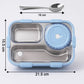 Detailed view of the stainless steel lunch box's features and components