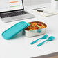 Closed stainless steel lunch box ideal for travel and office use