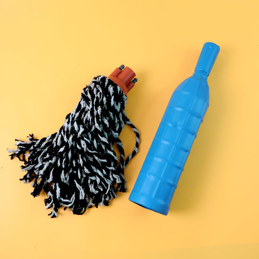 Side view of the Cotton Mop Refill, highlighting its sturdy plastic handle grip.