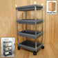4-layer rolling storage cart with durable plastic trays and wheels