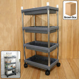 4-layer rolling storage cart with durable plastic trays and wheels