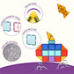 Closeup of snap-together magnetic building tiles in bright colors