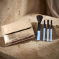 Close-up of professional makeup brush set 4-in-1 showing soft bristles