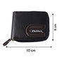 Size comparison showing compactness of zip-around card holder wallet
