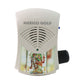 Close-up of Radha-Krishna image on electric mantra bell for home temple