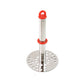 Potato masher hanging on kitchen rack using the hanging loop