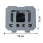 Diagram showing dimensions of foldable metal stand