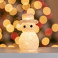 Snowman LED table lamp emitting soft glow perfect for holiday decor