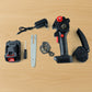 Mini electric chainsaw side profile view