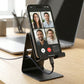 Mobile phone holder on black metal stand with compact design