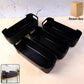 Black plastic storage basket tray set of 4 with stackable design