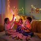 Party glow stick set glowing brightly in dark environment