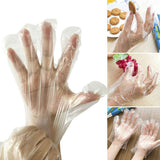 Pack of 100 Grow Wear disposable clear gloves with detailed product label.