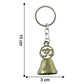 Dimensions and size of Om temple bell metal keychain shown