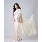 Generic Women's Soft Crepe Silk Printed Ready To Wear Saree With Unstitched Blouse 5.5Mtr (Off White)