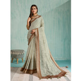 Generic Women's Silk Blend Printed Saree With Unstitched Blouse 5.5Mtr (Green)