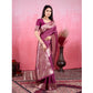 Generic Women's Banarasi Silk Printed Saree With Unstitched Blouse 5.5Mtr (Wine)