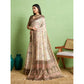 Generic Women's Silk Blend Printed Saree With Unstitched Blouse 5.5Mtr (Cream)