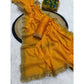 Generic Women's Georgette Stone Work Saree With Unstitched Blouse 5.5Mtr (Yellow)