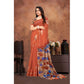 Generic Women's Linen Printed Saree With Unstitched Blouse 5.5Mtr (Red)