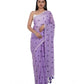 Generic Women's Linen Printed Saree With Unstitched Blouse 5.5Mtr (Purple)
