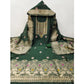 Generic Women's Banarasi Silk Printed Unstitched Salwar Suit Material With Dupatta (Bottle Green, 3Mtrs)