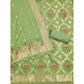 Generic Women's Banarasi Silk Printed Unstitched Salwar Suit Material With Dupatta (Pista, 3Mtrs)